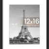 12x16 Picture Frame, Display Pictures 8.5x11 with Mat or 12x16 Without Mat, Wall Hanging Photo Frame, Black, 1 Pack