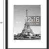 12x16 Picture Frame, Display Pictures 8.5x11 with Mat or 12x16 Without Mat, Wall Hanging Photo Frame, Black, 1 Pack