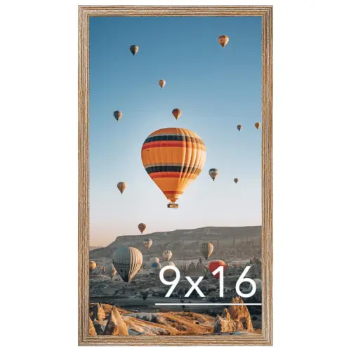 9x16 Picture Frame Rustic Brown for Wall Hanging, Wall Mounting Horizontally or Vertically, 9 x 16 Wall Gallery Poster Photo Frame with Shatter Resistant Plexiglass, Rustic Brown
