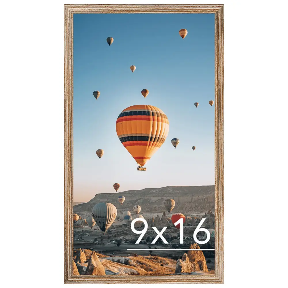 9x16 Picture Frame Rustic Brown for Wall Hanging, Wall Mounting Horizontally or Vertically, 9 x 16 Wall Gallery Poster Photo Frame with Shatter Resistant Plexiglass, Rustic Brown