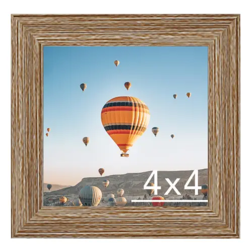 4x4 Picture Frame Rustic Brown for Wall Hanging or Tabletop, Wall Mounting Horizontally or Vertically, 4 x 4 Wall Gallery Poster Photo Frame with Shatter Resistant Plexiglass, Rustic Brown