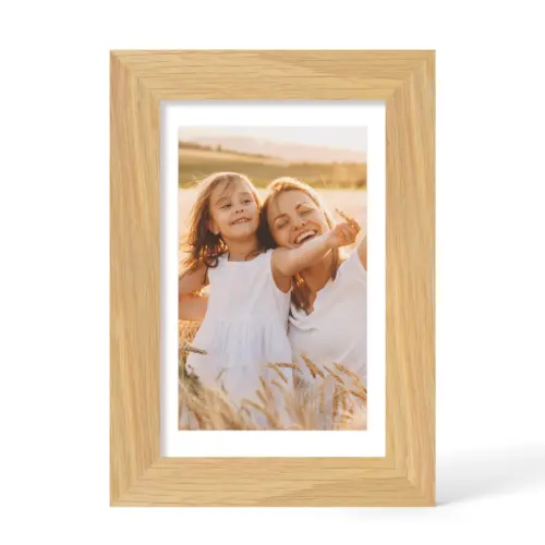 Solid Oak Wood Frame - 4x6 Natural Wooden Picture Frames with Real Tempered Glass,Display Pictures 3.5x5 with Mat or 4x6 Without Mat for Wall Decor Art Photo