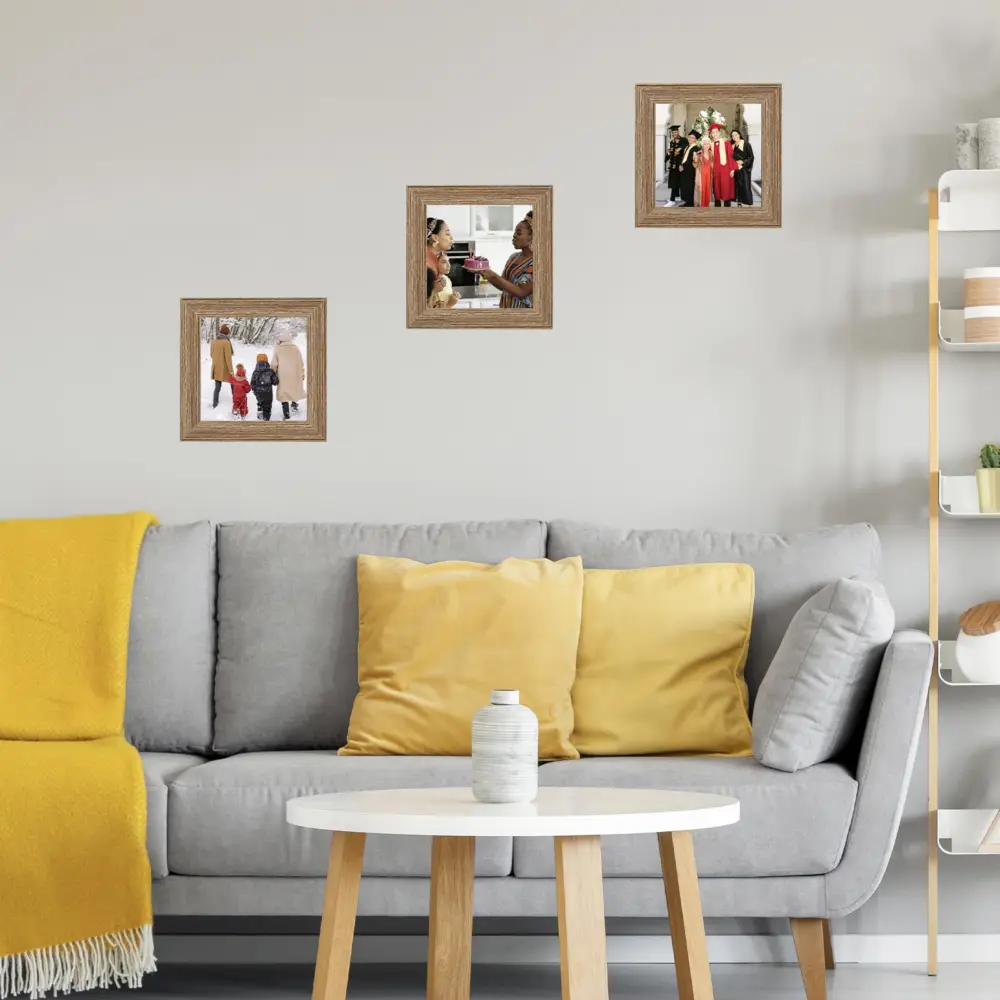4x4 Picture Frame Rustic Brown for Wall Hanging or Tabletop, Wall Mounting Horizontally or Vertically, 4 x 4 Wall Gallery Poster Photo Frame with Shatter Resistant Plexiglass, Rustic Brown