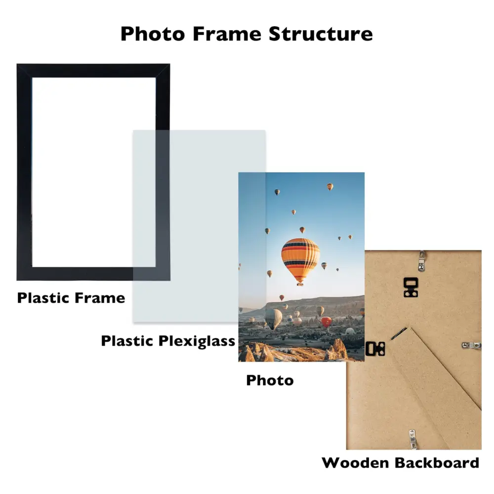 8.5x11 inch Picture Frame Black for Certificate Poster and Photo, Horizontal and Vertical Formats for Wall Hanging or Tabletop, 8.5x11 Frame with Shatter Resistant Plexiglass, Black