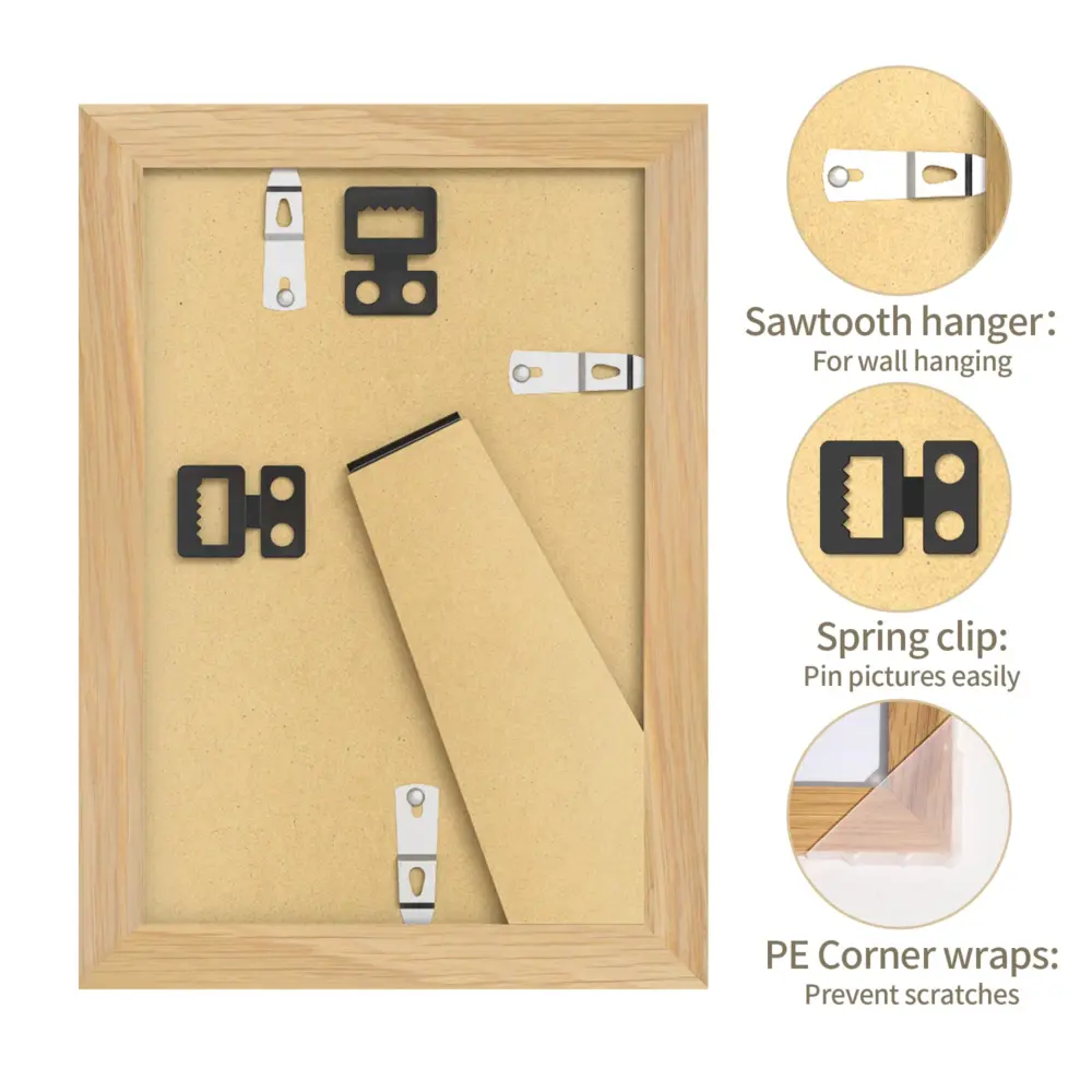 Solid Oak Wood Frame - 4x6 Natural Wooden Picture Frames with Real Tempered Glass,Display Pictures 3.5x5 with Mat or 4x6 Without Mat for Wall Decor Art Photo