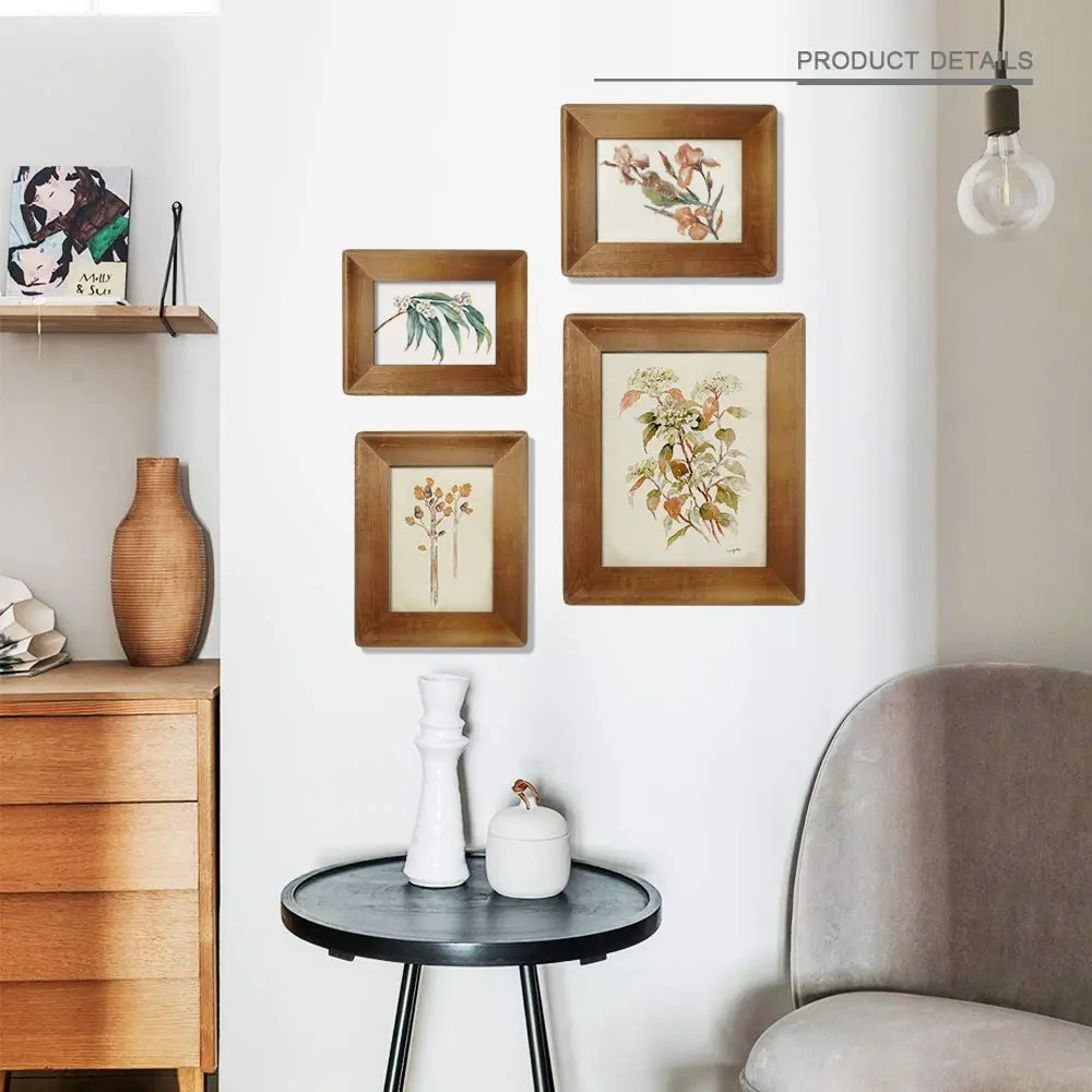 8x10 Picture Frames,Brown Rustic Wood Frame with Glass Front, Display 10x8 inch Photos for Table Top Display and Wall Mounting