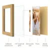 Solid Oak Wood Frame - 4x6 Natural Wooden Picture Frames with Real Tempered Glass,Display Pictures 3.5x5 with Mat or 4x6 Without Mat for Wall Decor Art Photo