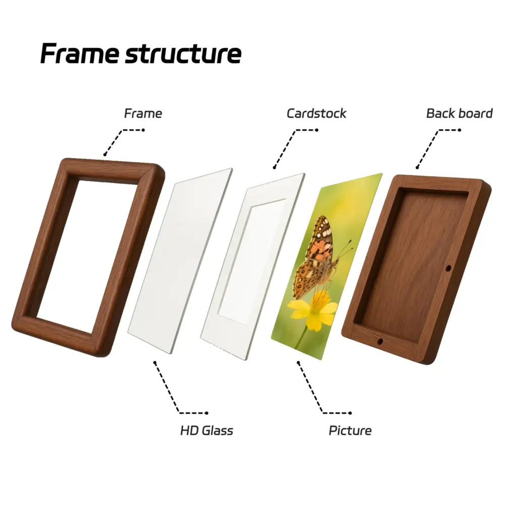 4x6 Picture Frame Wood, Natural Walnut Picture Frame, With Mat, Can Fit 2.5x4.5 Photos, Can Hung or Placed