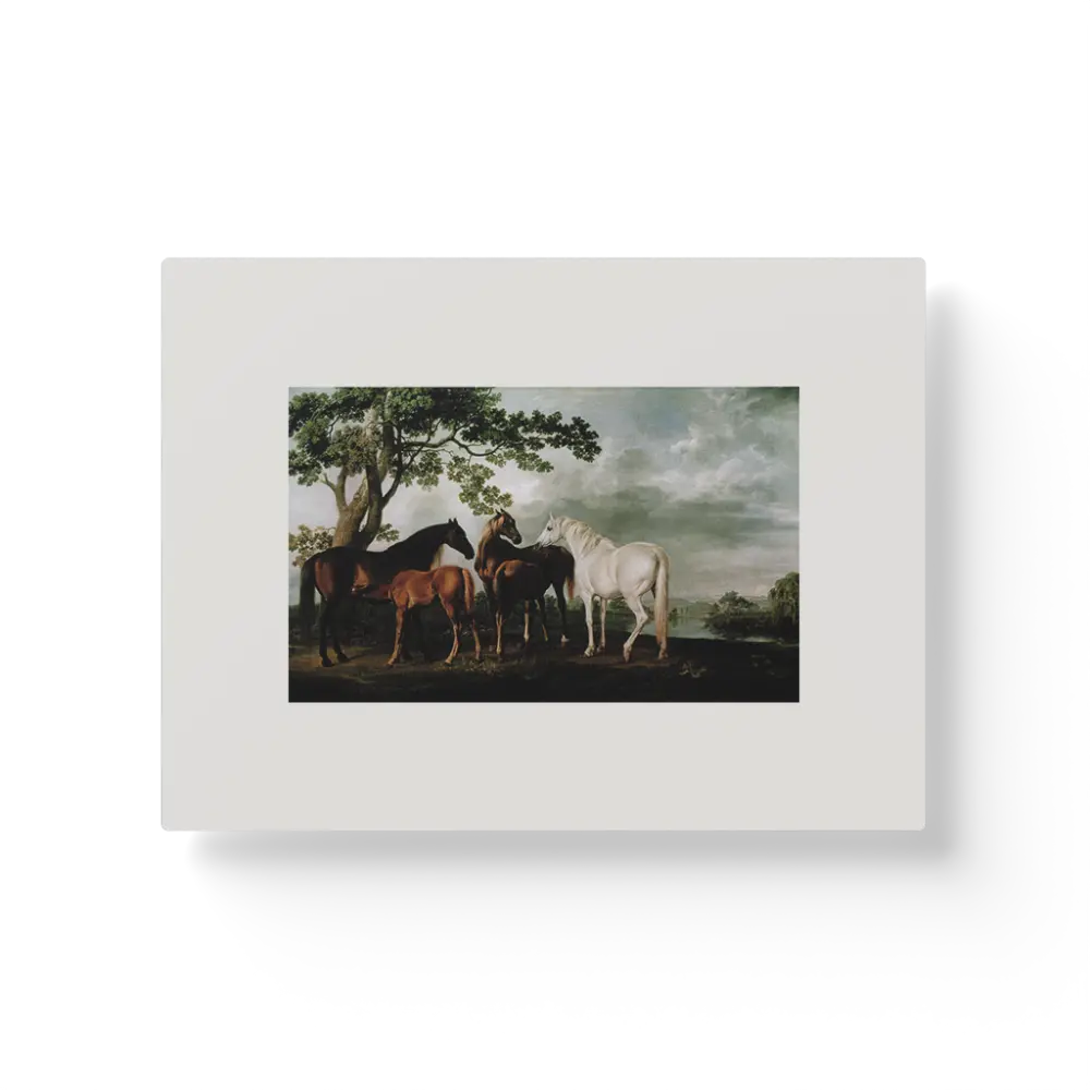 Mares and Foals in a River Landscape