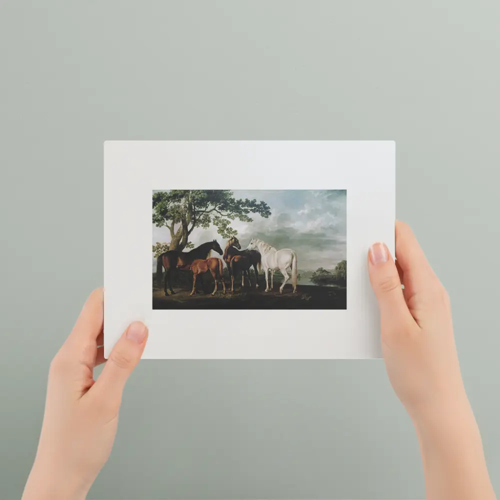 Mares and Foals in a River Landscape