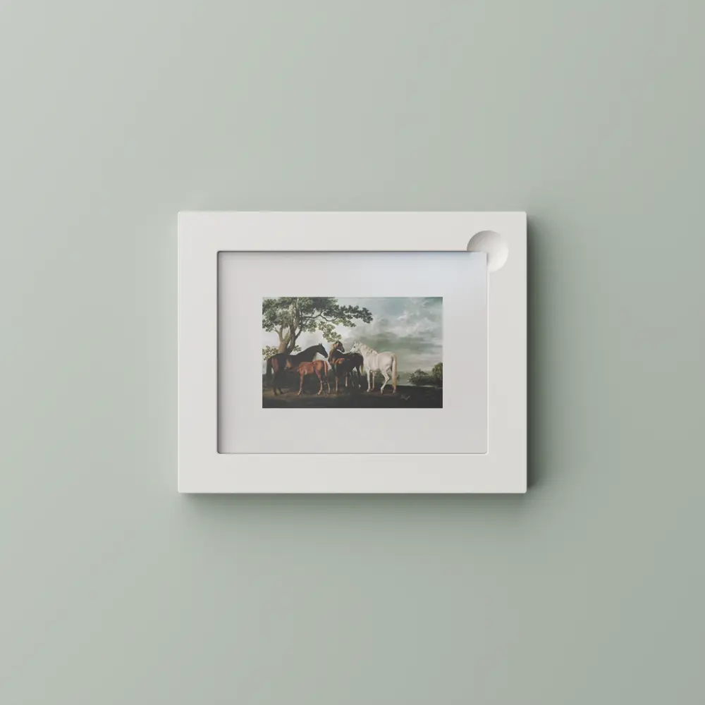 Mares and Foals in a River Landscape