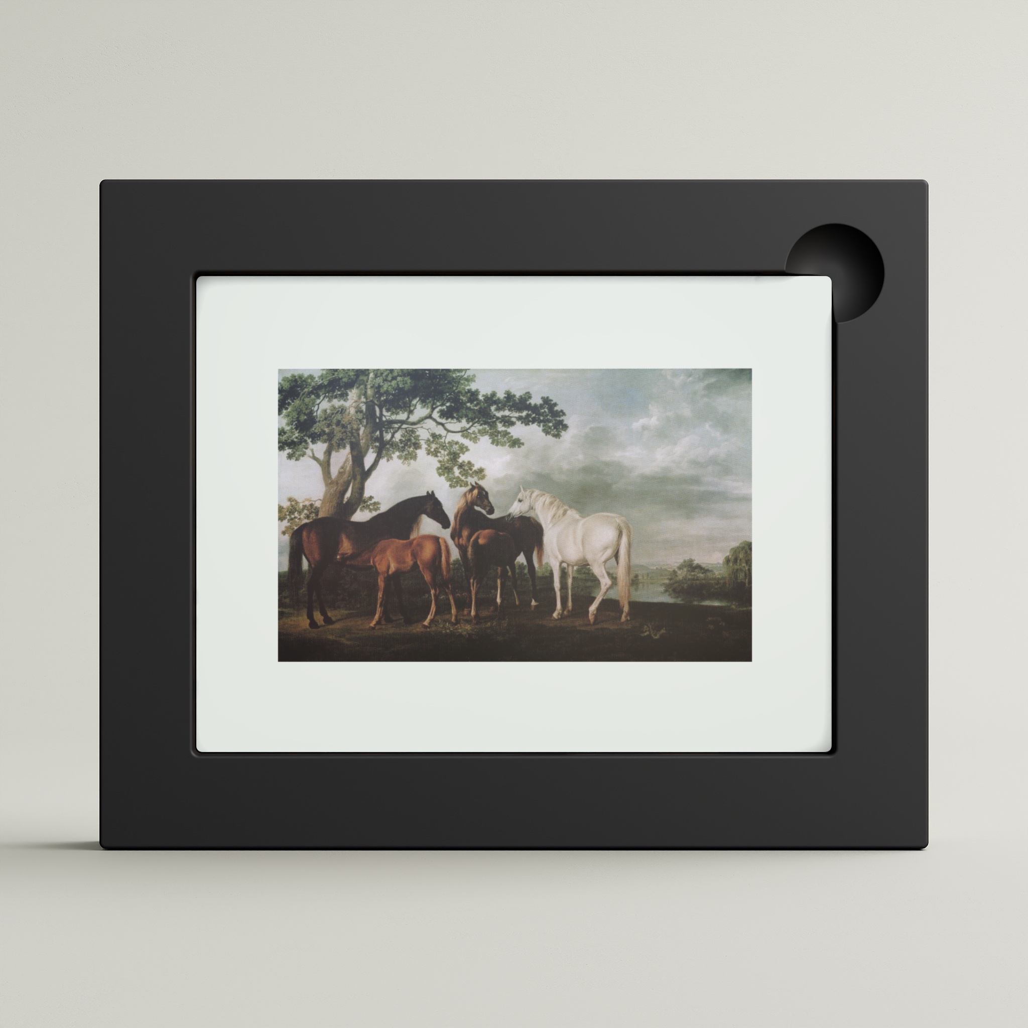Mares and Foals in a River Landscape (framed)